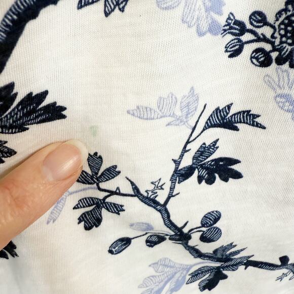 Me + Em Women's 10 Cream Modern Botanical Print Tiered Short Dress Blue Floral - Picture 15 of 15